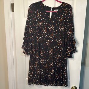 Calvin Klein 3/4 sleeve chiffon floral print dress